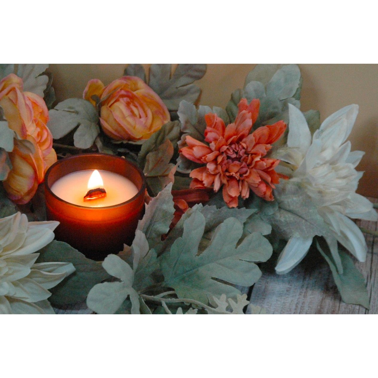 Soy massage candle with coconut oil and shea butter for skin-safe play.